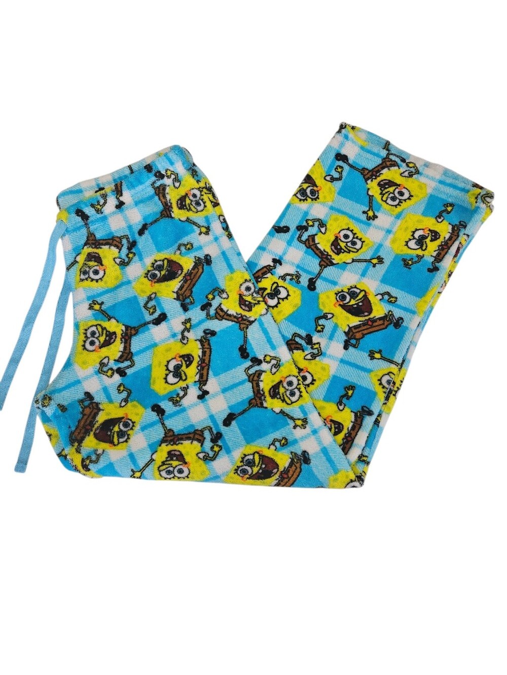 SpongeBob Squarepants Light Blue Plaid Lounge Pants Size Medium